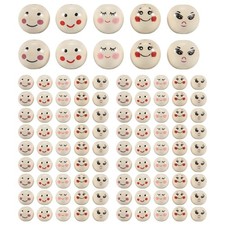2X(Pack of 100 Wooden Beads with Face, 20 mm Wooden Balls with Hole for4402