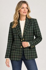 VTG Pendleton Wool Women s Size 12P Blue Green Plaid Blazer Jacket USA WOOL