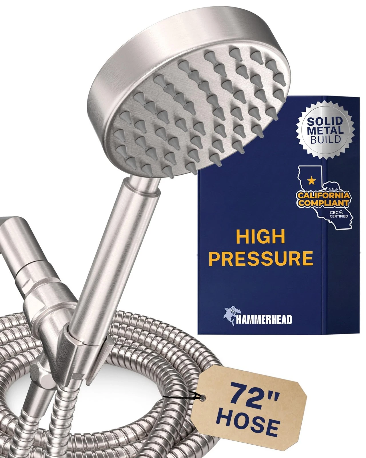 HammerHead Showers® Solid Metal LOW FLOW 1.75 GPM California, Brushed Nickel