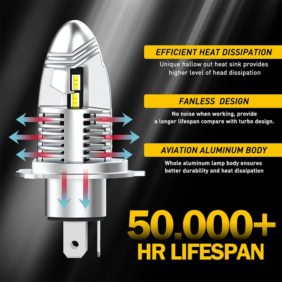 Super Bright Headlight H4 Bulb 9003 LED High Low Beam White 30000LM 1-10Set - Image 2 of 4