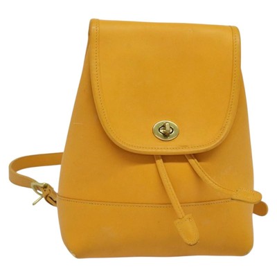 Coach Backpack Leather Yellow Auth am8967 | eBay
