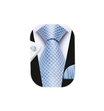 Men's Pre-Tied Tie Set Paisley Solid Striped Necktie Pocket Square Links