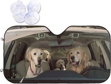 Two Dogs Driving Car Front Windshield Sun Shade,Auto Sunshade for Car Truck SUV