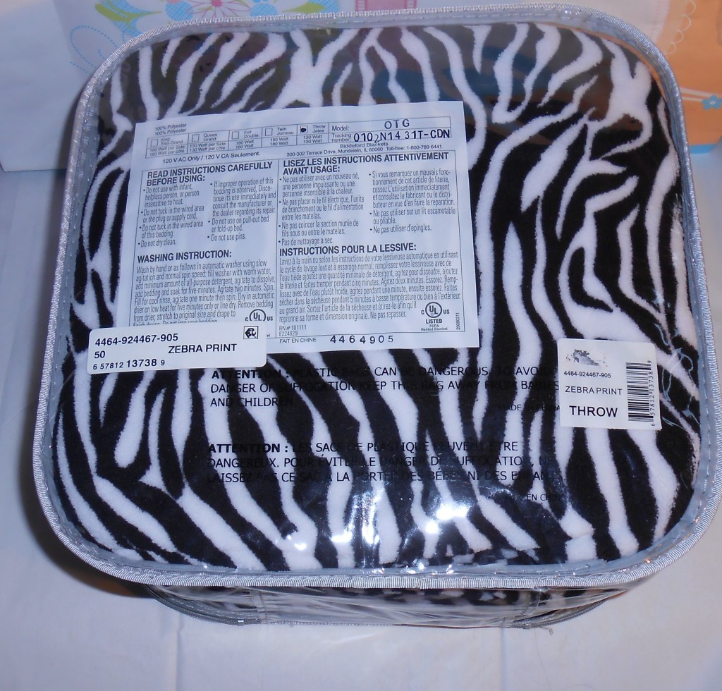 SEALY Heated Plush Zebra Throw Digital Controller Six (6) Heat Setting NWT