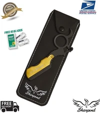 GOLD BARBER SALON STRAIGHT CUT THROAT SHAVING RAZOR RASOIRS RASOI WITH BLADES