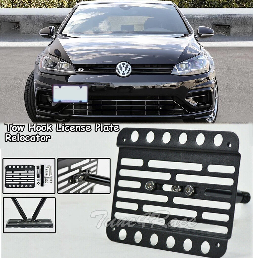 Replacement for 2018-2021 Volkswagen Golf & GTI MK7.5 VW  EOS Plate  Version 2 Front Bumper Tow Hook License Plate Relocator Mount Bracket Tow-464-V2  (Full Size), Frames -  Canada