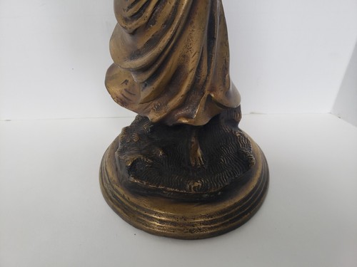 Arteriors Bronze Peasant Girl With Fruit Basket Statue Unsigned - Vintage - Picture 9 of 11