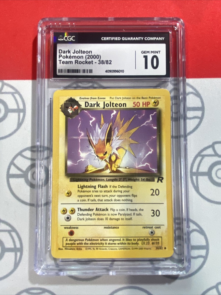 NEW CGC 10 Dark Jolteon Team Rocket Unlimited #38 2000 NEW CGC 10 Dark Jolteon Team Rocket Unlimited #38 2000