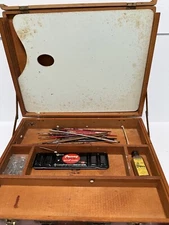 Anco Bilt Art Supply Pallet Box Case Vintage Mid-century with Original Supplies