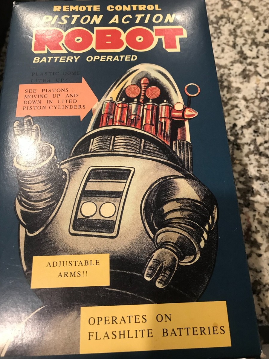 ✨昭和ブリキ玩具✨ HAHATOY PISTON ACTION ROBOT BRAND NEW HA HA TOY LE BATTERY OPERATED Silver PISTON ACTION