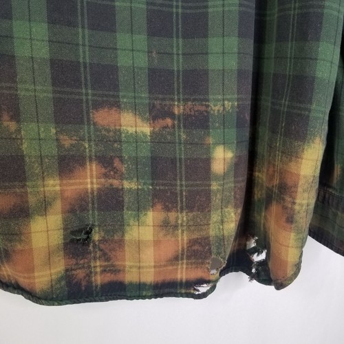Faded Glory Hombres Grande Verde a Cuadros Blanqueado Envejecido Botones Mangas Largas - Imagen 11 de 13