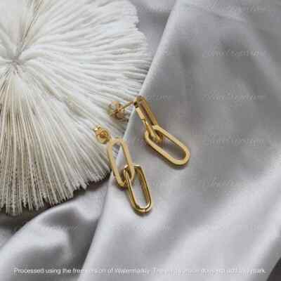 Paper Clip U-Shape lab created diamond Yellow Plated Beauty Drop Dangle Earring