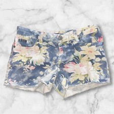 Polo Ralph Lauren Floral Jean Shorts Girls Sz 16 Blue Green Pink Young Girl 253