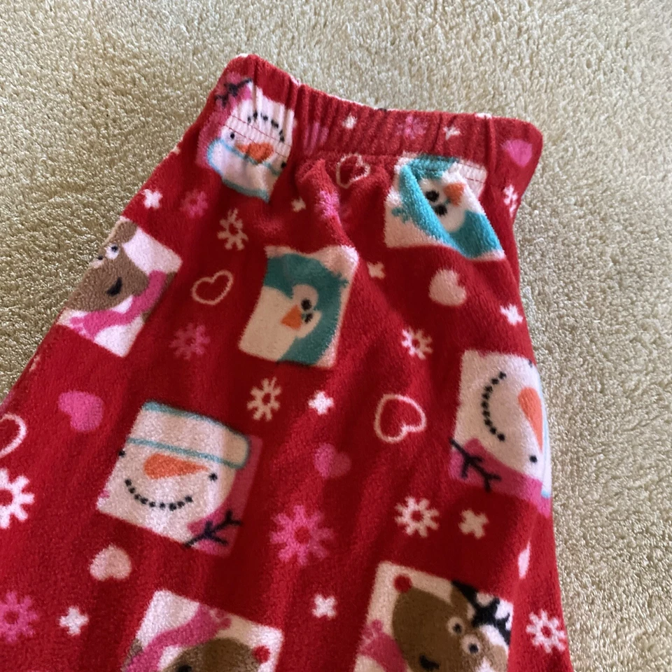 Niñas Rojo Blanco Muñeco de Nieve Azul Pingüino Reno Polar Pijama Pantalones XL 14-16 Foto 2 de 4