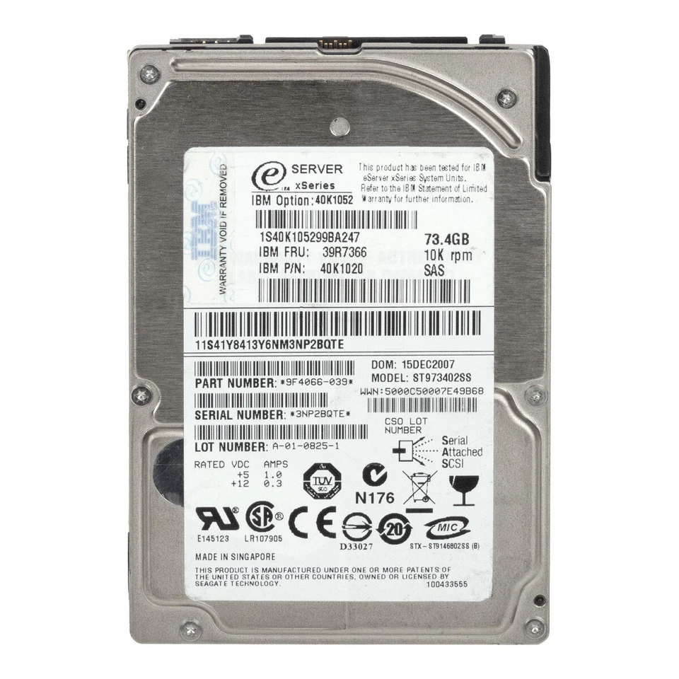 Disco Rigido IBM 39R7366 40K1020 ST973402SS 73GB 10K 8MB SAS 2.5'' - Immagine 3 di 3