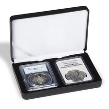 Black Leatherette Box for 2 Coin Slabs - PCGS NGC ANACS up to 2 1/2 x 3 3/8"