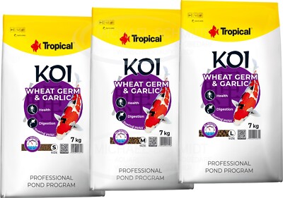Tropical Koi Wheat Germ & Garlic Pellet 7kg ,Größe S,M oder L  Teich