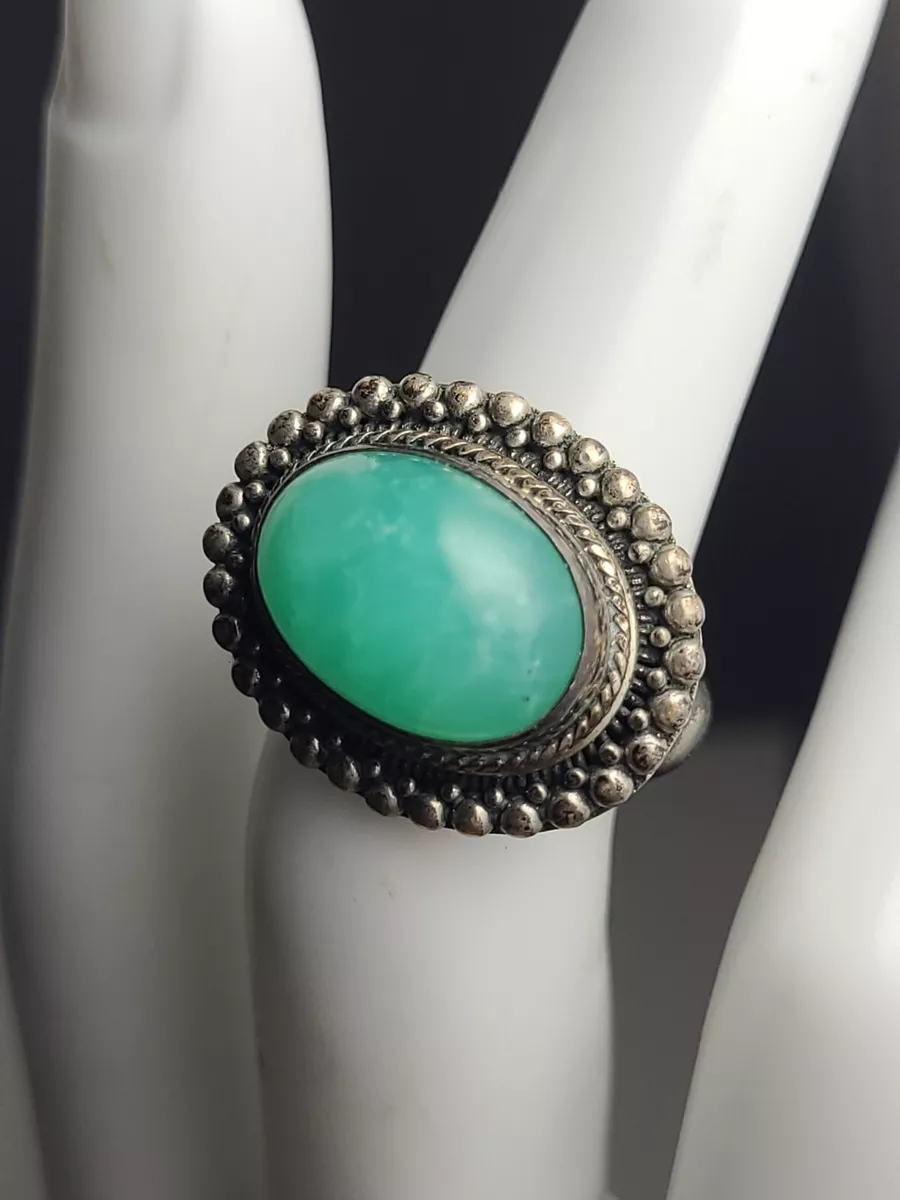Vintage Sterling Silver Bluish Green jade Ring Size 5 eBay