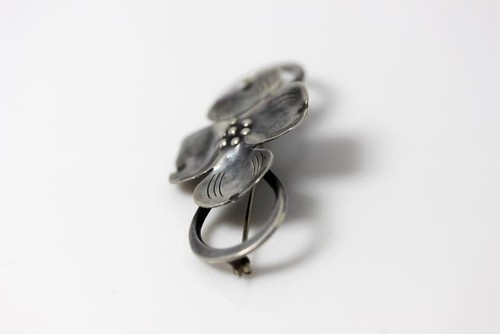 Beautiful Vintage Handmade Sterling Silver Flower Pin 2.25” – 10347 - Picture 2 of 5