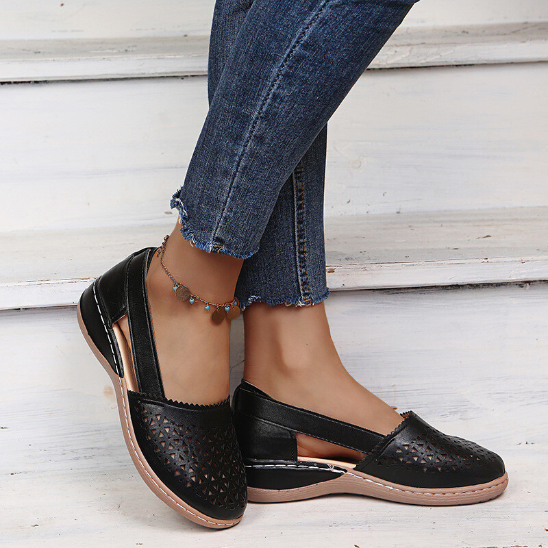 Womens Orthopedic Hollow Out Summer Sandals Closed Toe Mules Wedges Comfy  Shoes | eBay UK