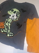 Disney Mickey Mouse Long Sleeve Halloween Skeleton Glow in the Dark Boys 2T