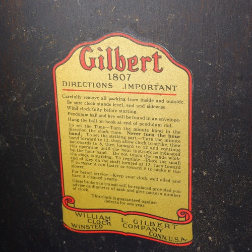 Antique Gilbert Tambour Mantel Clock Case – Model 1807 – William L. Gilbert - Picture 13 of 21