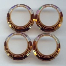 12 VINTAGE SMOKE TOPAZ ACRYLIC 26mm. MULTI FACETED ROUND PENDANTS 6522