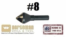 #8 Norseman Super Premium Pilotless Countersink (67190) HSS Gold Oxide 82° USA 