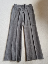 Womens Pants-ANN TAYLOR-brown/grey wool strtch mini-herringbone lined trousers-4