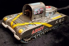 Vintage Tin Litho US ARMY Tank Toy Lithographed TN Japan FRICTION Parts Restore