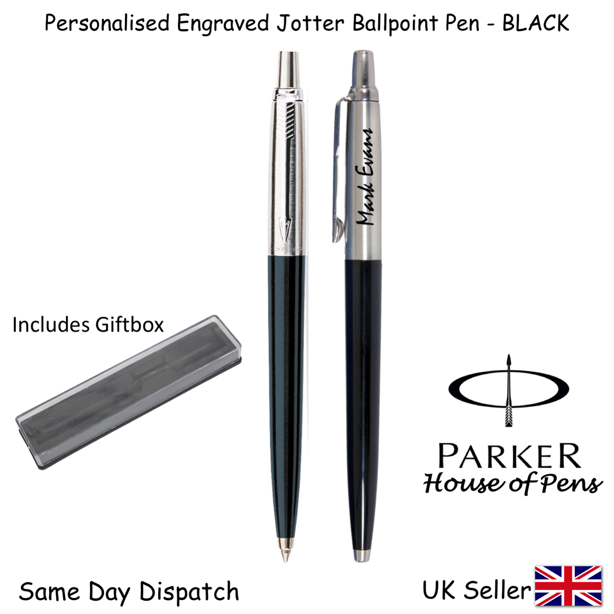PERSONALISED ENGRAVED PARKER JOTTER BALLPOINT PEN- BLACK