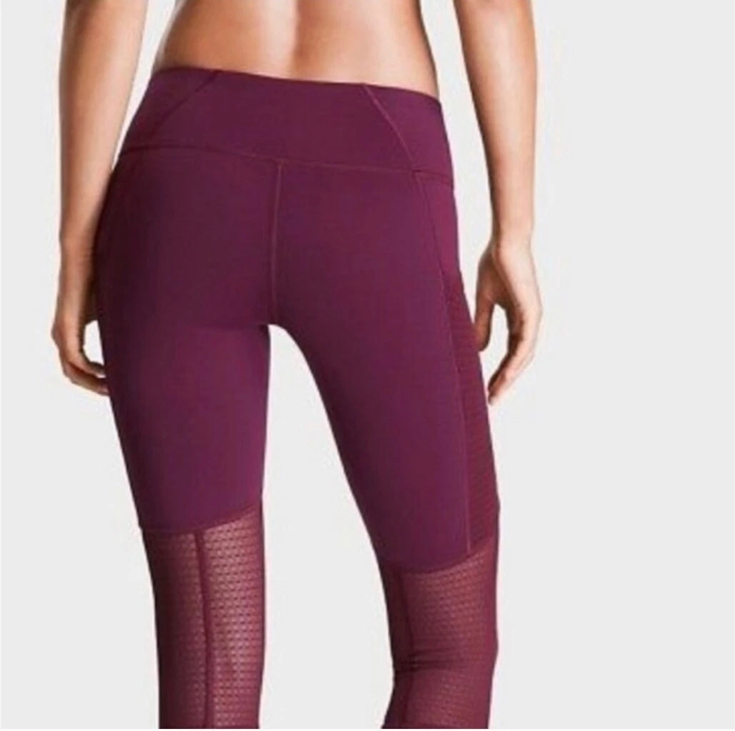 Victoria Sport Leggings Womens S Total Knockout Maroon Mesh