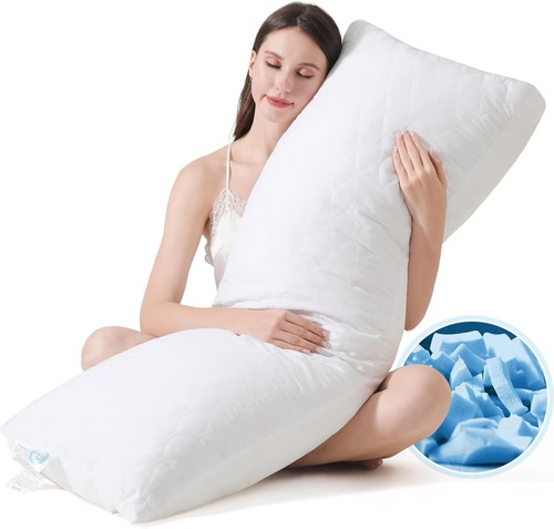 Memory Foam Body Pillow, Fluffy Full Body Pillows for Adults, Quilted Large Long