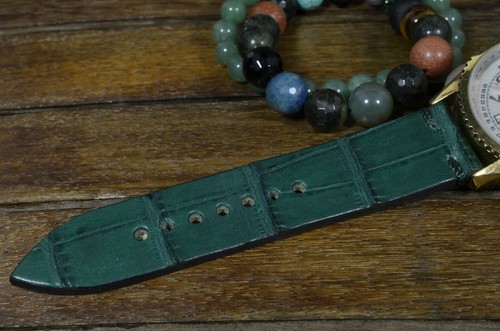 CORREA RELOJ VERDE AUTENTICA PIEL ALIGATOR BELLY COMPATIBLE PARA ROLEX MA STRAP - Picture 9 of 12