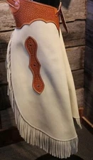 Custom Geometric Trim Chink Western Leather Chaps, Leather Chinks western Chaps