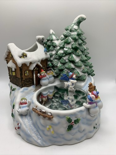 home interiors lighted musical snowman village tealight holder - Picture 2 of 11