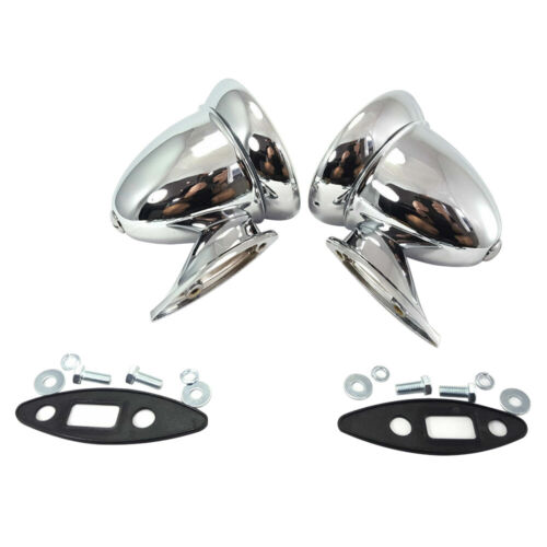 NAP Classic Chrome Bullet Racing Mirror 4in Kit for Ford XK XL XM XP XR XT Pair - Picture 1 of 11