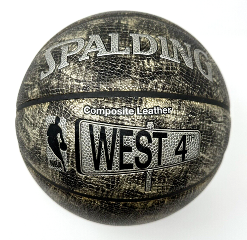 De colección Spalding Baloncesto Oficial Oeste Cuarta Pelota Compuesto Cuero Gris 29.5”