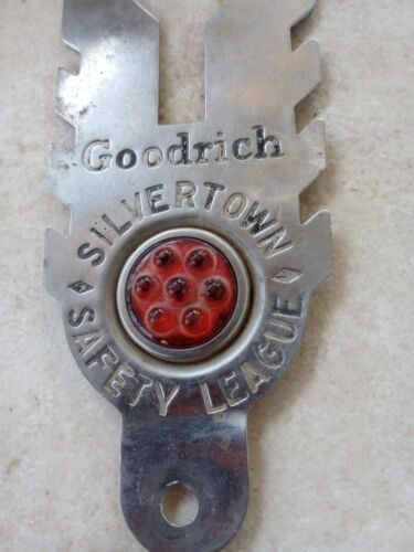 Topper targa vintage Goodrich Silvertown Safety League vetro riflettore - Foto 2 di 4