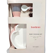 Baby Bjorn BPA Free Feeding Set Bowl Spoon and Cup 3pc NEW Powder Pink