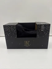 INC International Concepts Deep Black Wedge Faux-Marabou Slippers M 7-8 New