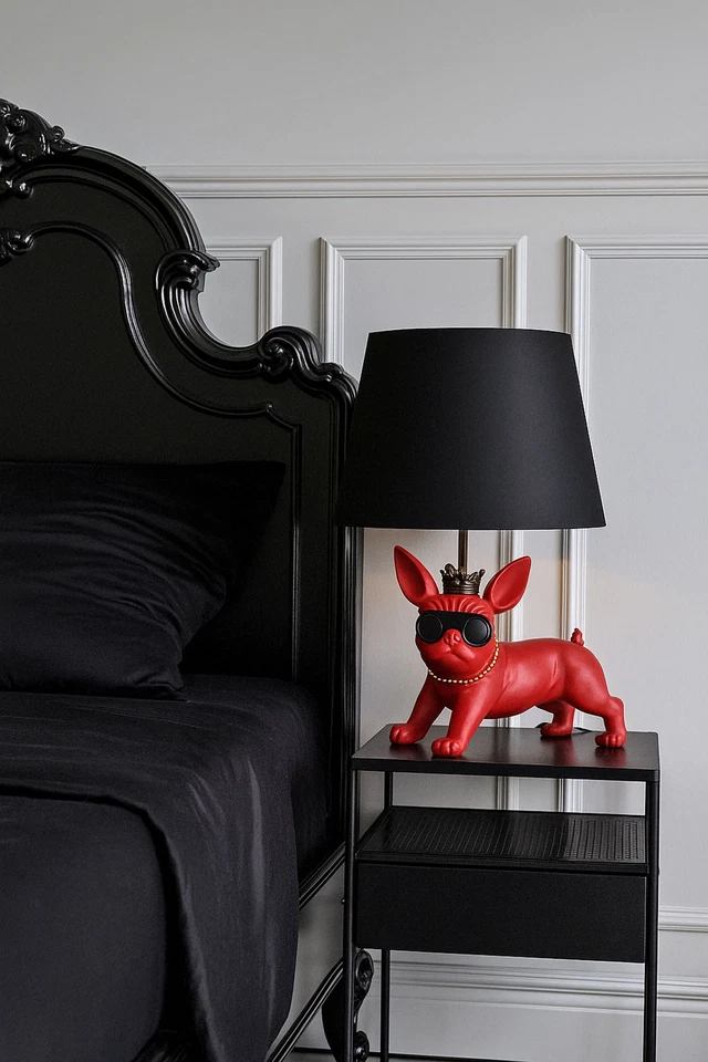 Leuchte Hund Hundefigur Nachttischlampe Nachttischleuchte französische Bulldogge - Bild 2 von 4