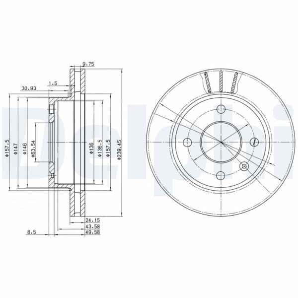 2X Delphi Bremsscheibe BG2367 FüR Ford GB4 Escort ALF GBG Orion Sierra 2 Turnier-image