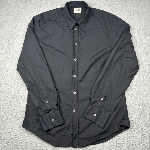 Vintage Acne Studios Shirt Men’s 52 Black Dress Button Up Long Sleeve Black