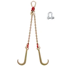 G80 5/16''x2' Tow Chain J Hook V-Type Grab Hook Wrecker Truck Tie 9260 lbs