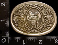 LI20107 VINTAGE HORSE SADDLE CENTER OVAL SHAPE WESTERN BELT BUCKLE