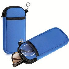 Double Pocket Glasses Case Portable Phone Shell Bag Soft Sunglasses Case