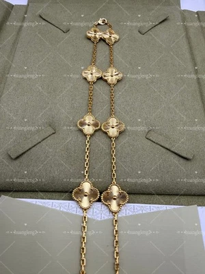 Authentic Van Cleef & Arpels Vintage Alhambra 18K Gold 10 Motif Laser Necklace - Image 1 of 4