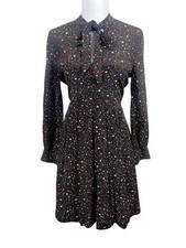 Madewell Silk Balsam Tie Neck Star Printed Dress Memorial Day Fourth of July