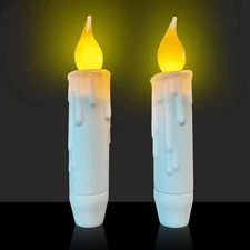 Flameless Short Taper Candles Battery Operated with Timer,Battery Operated Taper